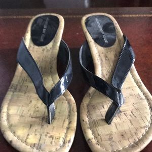 Montego Bay Black Wedge flip flops size 7